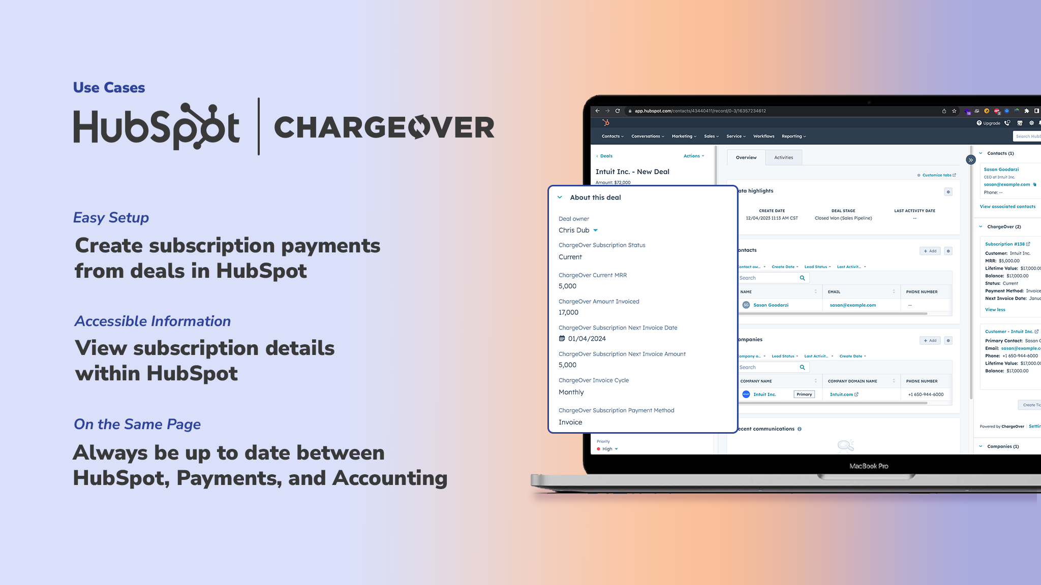 Chargeover hubspot integration connect them today